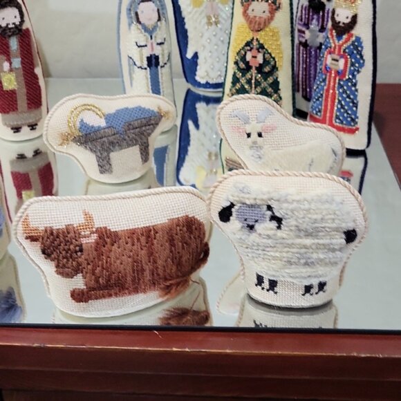 Rare Vintage Petei Knitted Nativity Individual Hand Painted Canvas 12 Piece - Picture 5 of 14